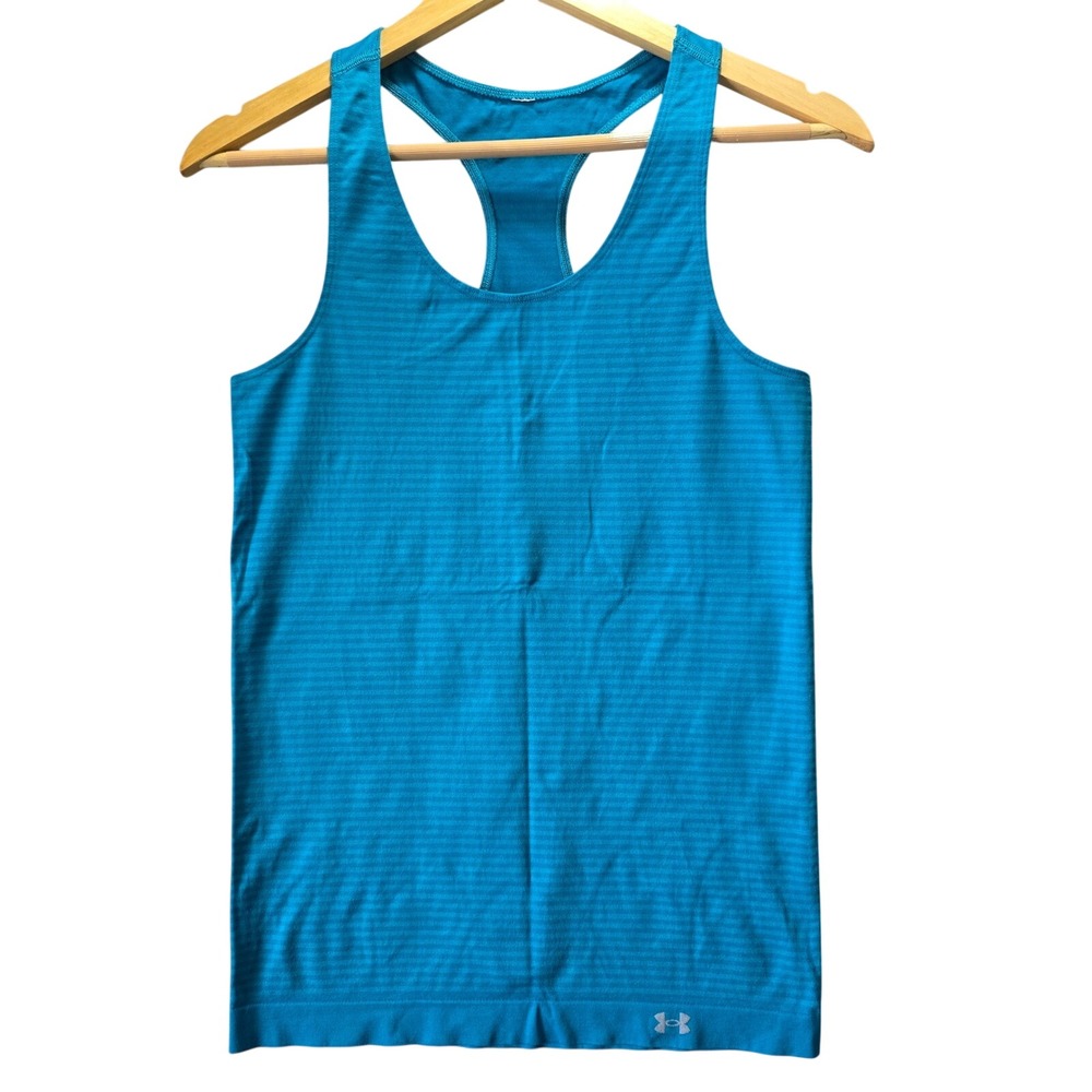 Under Armour Womens Size M Racerback Seamless Athletic Tank Top Teal‎ Striped